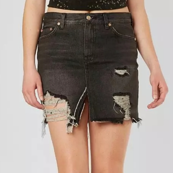 We The Free by Free People Distressed Denim Skirt - Picture 2 of 7